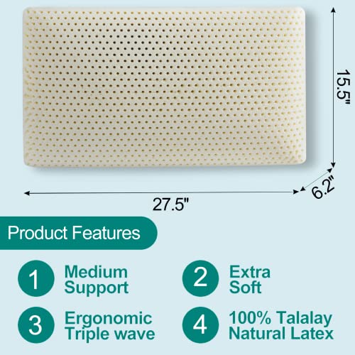 Jotom 100% Natural Talalay Latex Latex Sleeping Bed Pillow - Luxury Queen Pillow For Side, Back, And Stomach Sleepers - Removable Breathable Cotton Cover (Extra Soft) #TOP3