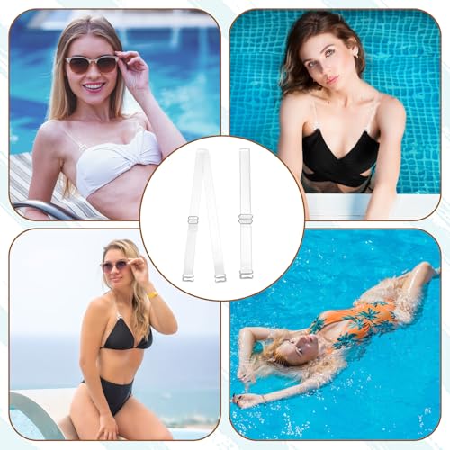 Image of KALIONE Clear Bra Straps, Invisible Non-slip Transparent TPU Adjustable Shoulder Replacement Straps for Women Girls