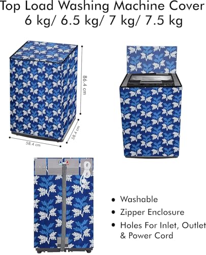 Image of Top Load Fully Autometic Washing Machine Cover Compatible With ifb samsung bosch whirlpool haier lg and All Brand Universal Size 7kg | 7.5kg | 8kg(Blue)