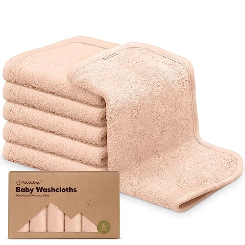 Image of 6-Pack Baby Washcloths - Soft Viscose Derived from Bamboo Washcloth, Baby Wash Cloths, Baby Wash Cloth for Newborn, Kids, Bath Baby Towels, Face Towel, Face Cloths for Washing Face(Peachy)