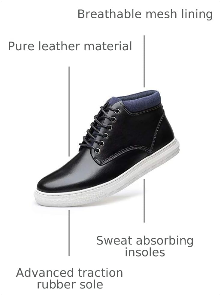 Image of Arkbird Casual Sneaker Boots, High-Top Sneakers Lace-up Leather Chukka Shoes for Men
