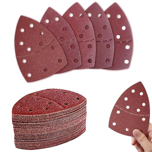 40 PCS Sanding Pads Mouse Sander Pad 8 Pcs Each Assorted 40/60/80/120/180 Grits Multi Tool Sanding Pads 11 Hole Hook and Loop Sanding Sheets for Wood Metal Plastic