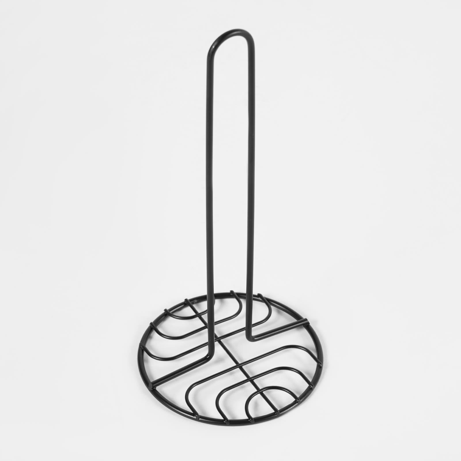 OHS Kitchen Roll Holder Wire, Free Standing Kitchen Roll Dispenser Accessories for Kitchen Countertop Home Dining Table Easy to Use Organisation, Black