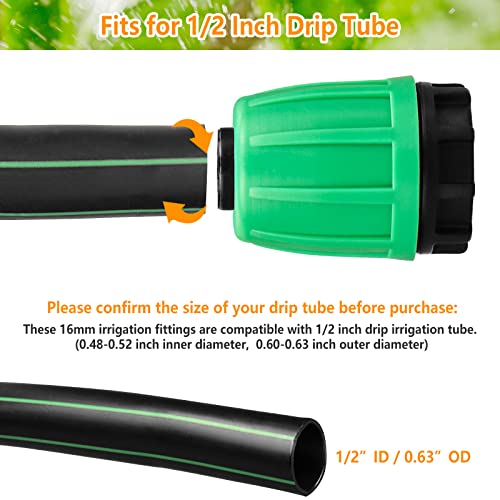 Joypro Drip Irrigation Fittings For 1/2 Inch Tubing (0.60"-0.63" Od), 12 Pieces Barbed Locked End Plug Connectors, End Caps Drip Line Nuts Connectors For Drip Irrigation Hose (13Mm Id) #TOP2