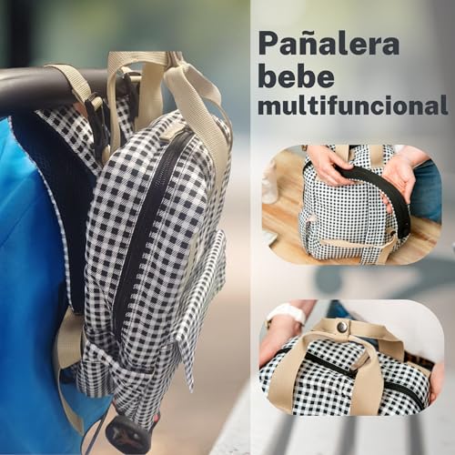 ANCRIVE, Mochila carro bebe impermeable, 7 compartimentos y 9 bolsillos, Organización rápida para paseos y viajes, Ideal para mamá y papá, Mochila pañales con cambiador. - imagen 4