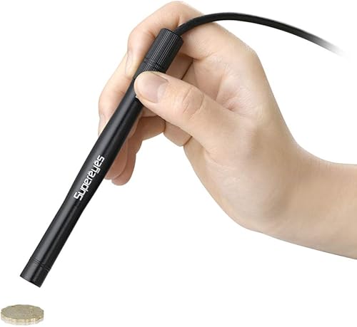 Supereyes - Cámara de microscopio digital USB 300 x zoom de mano con endoscopio portátil para otoscopio IP67 impermeable para Windows, Mac y Linux,