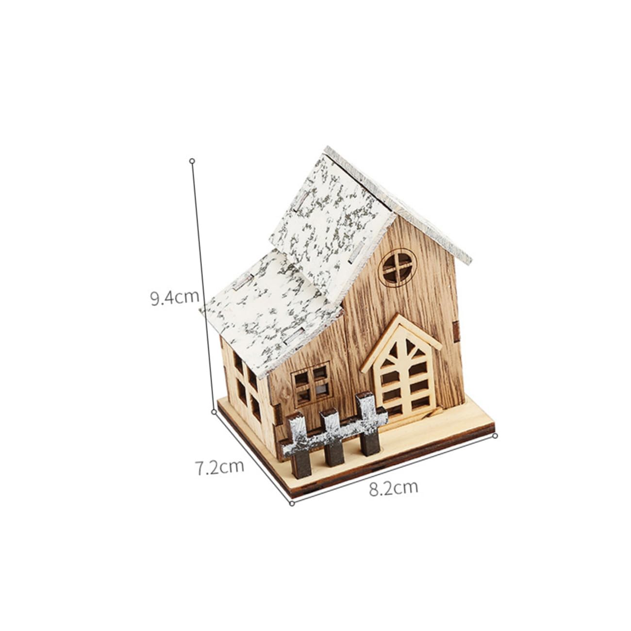 3 Piezas Decoración Navideña Madera Luminosa Casas Pueblo con Luz LED para Interior Fiesta Xmas