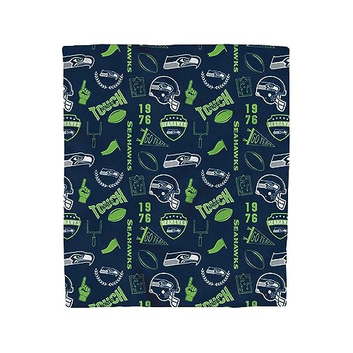 Pegasus Home Fashions Seattle Seahawks 50'' x 60'' Collage Icons Polar Fleece Blanket