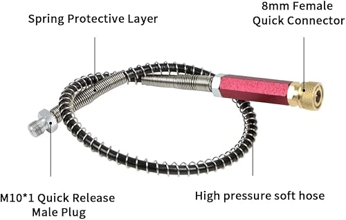 Miniatura 3 de HuanQiuSensmart Manguera PCP de alta presión de 19.7in, manguera de látigo de llenado de pistola de aire Paintball de 4500 psi, con Sparator de agua