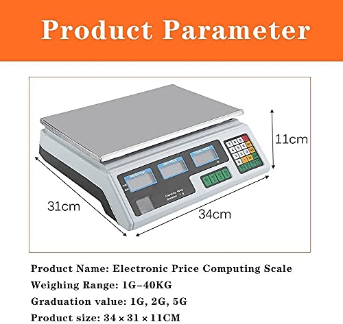 Báscula electrónica digital con plataforma de acero inoxidable 40Kg miniatura 6