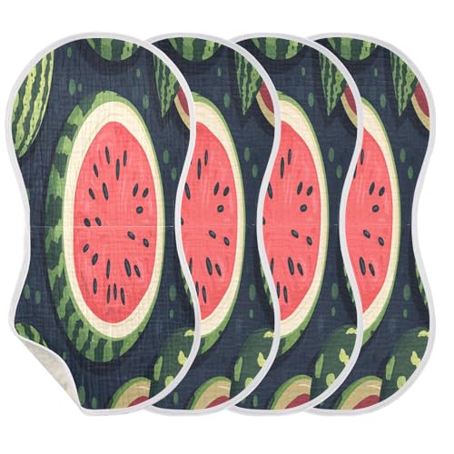Watermelons Plant Burp Cloths Cotton Baby Washcloths,Large 22x11in Burping Cloth Absorbent and Soft for Newborn Baby Boys and Girls,4 Pack3