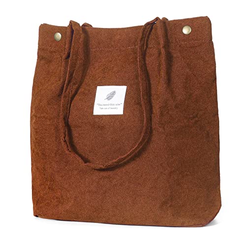 iophi Tote Bag Università Borsa di tela da Donna in Velluto a coste, Morbida Shopper Cotone, Grande Capacità Riutilizzabile, Adatta per Donna e Bambina (Castano) iophi Tote Bag Università Borsa di tela da Donna in Velluto a coste, Morbida Shopper Cotone, Grande Capacità Riutilizzabile, Adatta per Donna e Bambina (Castano)