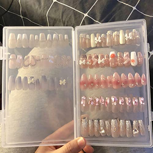 Press On Nails Organizer, Acrylic Box False Nail Display Nail Rhinestones Storage Container Holder With Transparent Tape (Not Included Press On Nail), Bornbyme… #TOP1