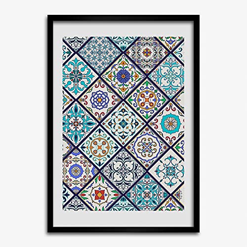 Cadre en bois MDF Tulup 50x70 cm avec affiche de carreaux de céramique