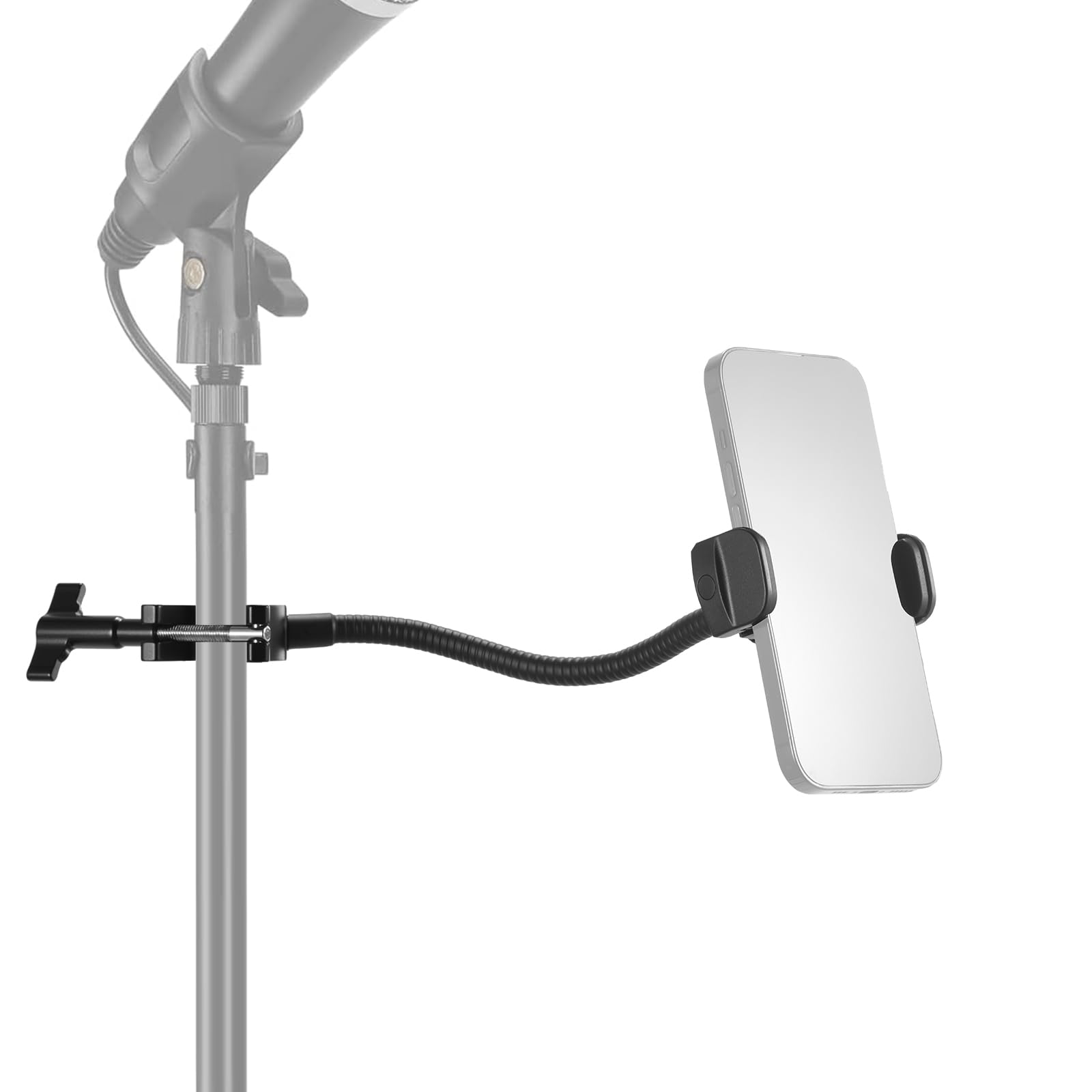 NEEWER BASICS Mic Stand Phone Holder with Flexible Arm, 360° Ball Head Boom Arm Microphone Floor Music Stand Cell Phone Mount Compatible with iPhone Android Samsung Video Recording, MS009