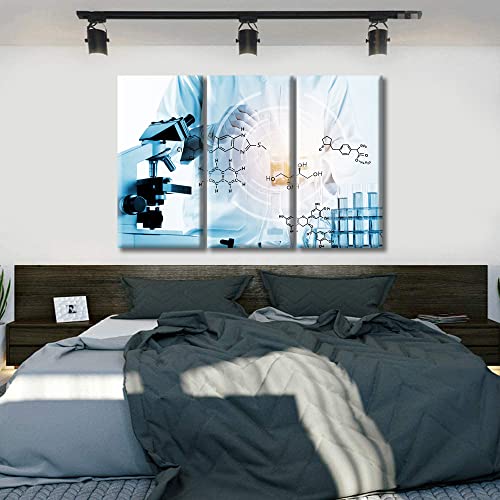 Image of Canvas Wall Art Clinical Laboratory Wall Decor for Living Room 3 Pieces Medical Artwork Wall Decor for Bedroom Giclee Wooden Framed Gallery-Wrapped Ready to Hang, 60 inch Wx40 H