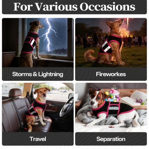 Image of Dog Anxiety Calming Vest, Gentle Compression Anxiety Suit for Dogs | Breathable Dog Calming Wrap for Separation Anxiety, Lightning, Storms, Fireworks, Vet Visits, Black L