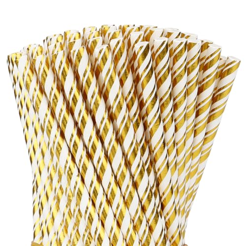 100 piezas de pitillos de papel dorados desechables miniatura 1
