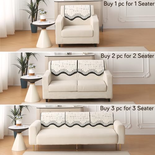Image of HOKIPO 1 PC Backrest Mat for Sofa Cover | Luxury Supple Soft Wavy Mat with Anti Slip Backing, Off-White (AR-6217-OWHT)