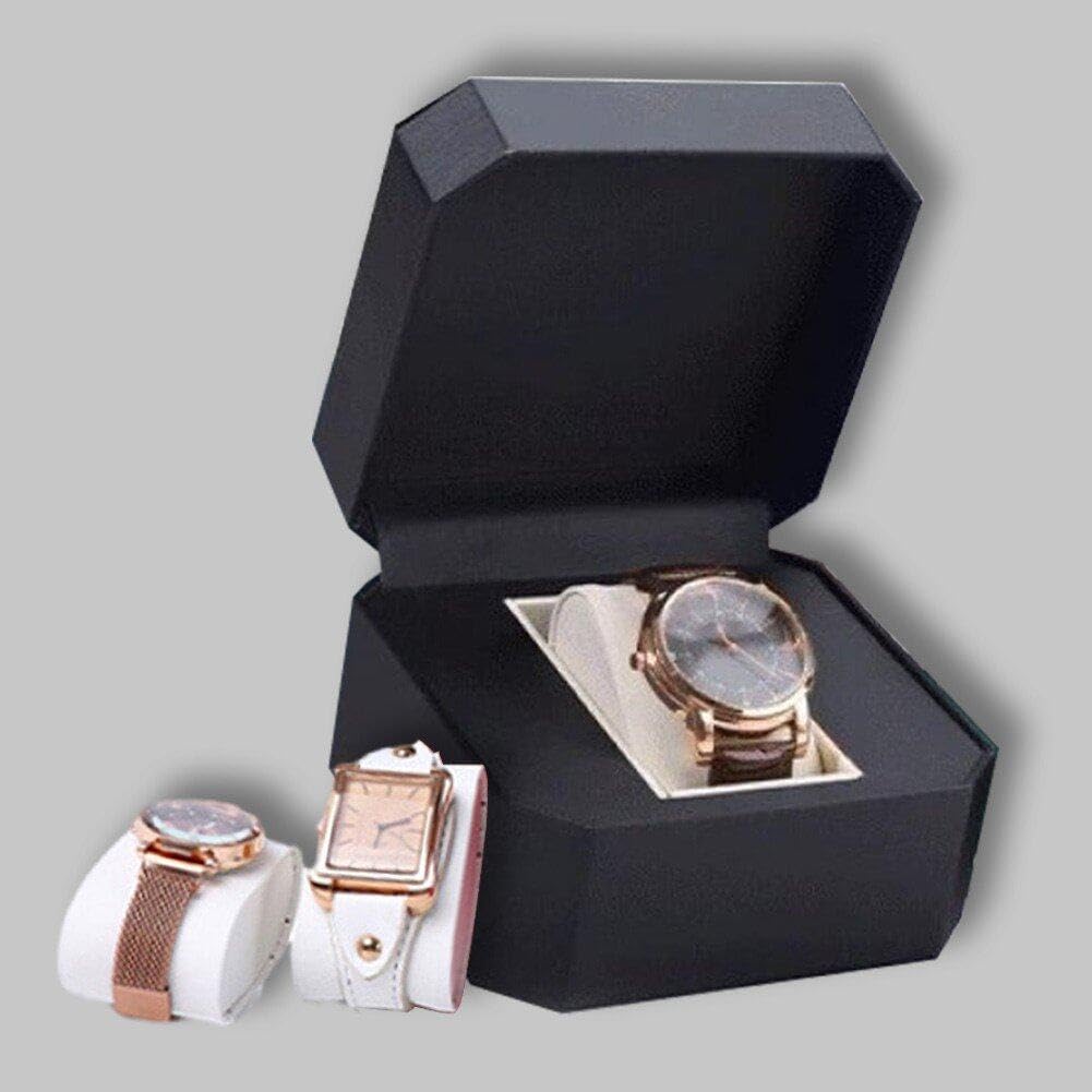 Boîte à Montre En Cuir PU Avec Oreiller - Écrin Rangement Montre Homme/Femme - Coffret Cadeau Élégant (Noir)