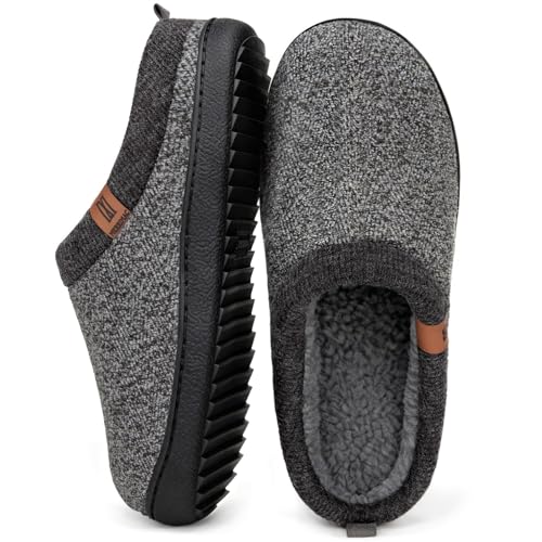 MERRIMAC Herren Slip-on Hausschuhe Bequem Memory-Schaum Rutschfest Innen Pantoffeln Dunkelgrau, 41-42 EU