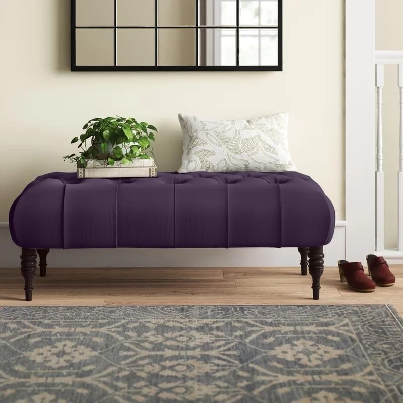 Homevibes Storage Zeno Ottoman with Hidden Compartment, Rectangular 2 Seater Ottoman, Living Room Furniture, Storage Ottomans for Office, Bedroom, Living Room (Ivory) (Purple Velvet)