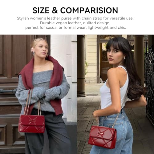 BOSTANTEN Shoulder Bag for Women Small Purse Vegan Leather Quilted Crossbody Bags With Chain Trendy Ladies Handbags2