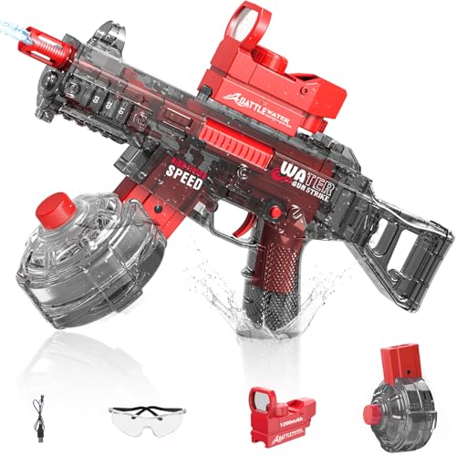 maysida Electric Water Gun Toy for Adults, High Powered Auto Squirt Gun with Super Long Range 32-36 FT, 500CC+ Large-Capacity Water Tank, Summer Outdoor Swimming Pool Water Gun for Adult Boy Girl(Red)