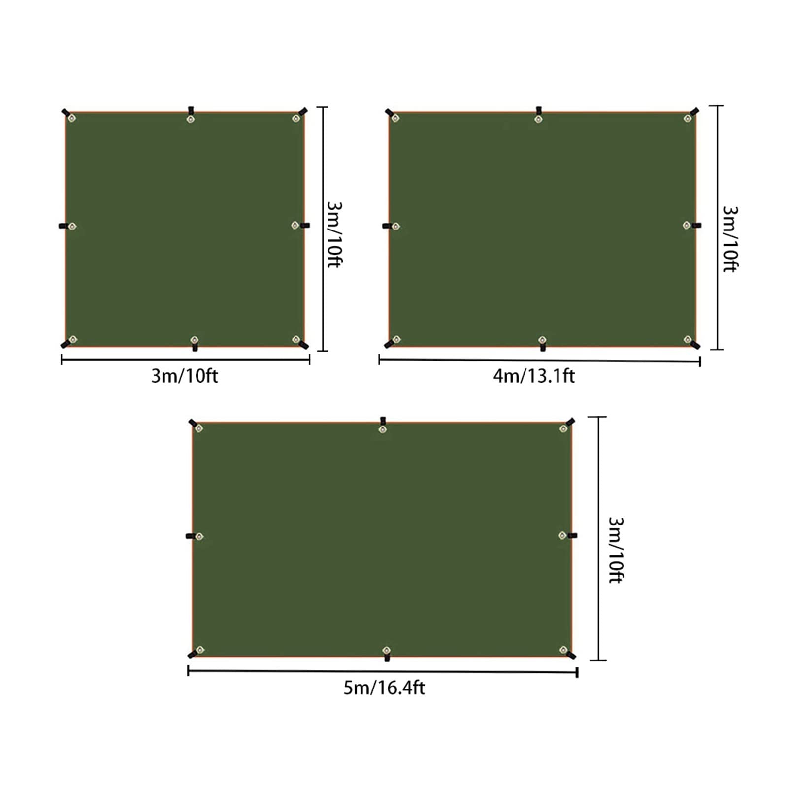Zewnętrzna wodoszczelna plandeka 3x3 3x4 3x5 parasolka baldachim kempingowy ze srebrną powłoką 300x300 lekki przenośny tropik do namiotu (Color : Khaki, Size : 3x4m)