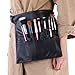 Bolsa de pinceles de maquillaje, suave, ajustable, de piel sintética, en forma de delantal a la cintura, almacenamiento de útiles de cosmética, 22 bolsillos