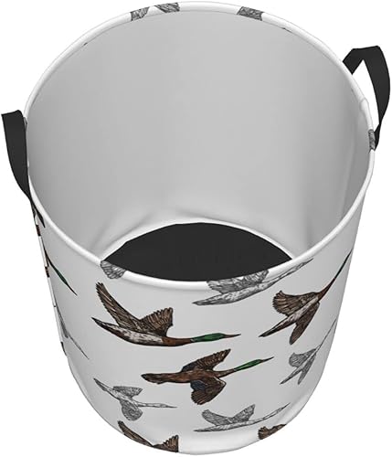 Miniatura 2 de Cesta redonda para ropa sucia con pájaros salvajes de pato y mallardo, impermeable, cesta de almacenamiento de tela de juguete para decoración de