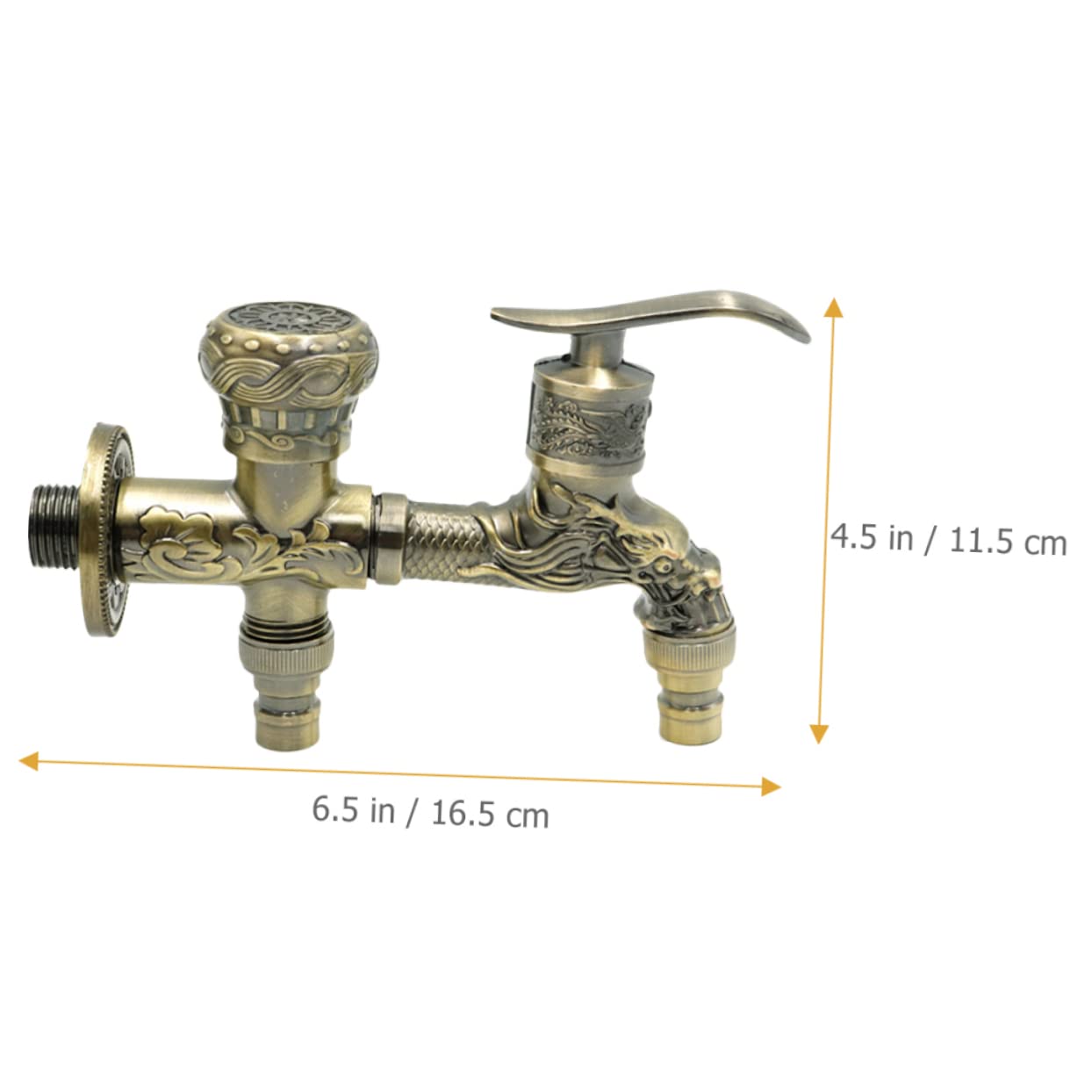 Rubinetto Vintage Doppia Uscita in Lega di Zinco per Lavanderia e Cucina, Rubinetto da Parete Anticato per Lavatrice e Uso Esterno, Accessorio Funzionale per Stile Casuale