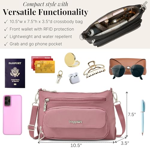 Image of Baggallini Original Everyday 11x7.5 Crossbody Bags Rfid Protected Lightweight Nylon Zippered Travel Purse