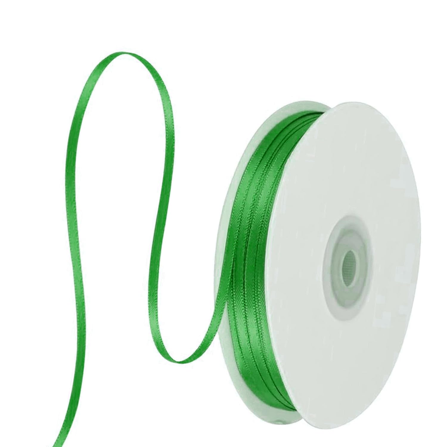 91 m Satinband Grün, 3 mm Doppelseitig Schleifenband Geschenkband Dekoband Seidenband Doppelsatinband Satin Ribbon für Hochzeit Geburtstag Party Dekoration, Geschenkverpackung, Basteln