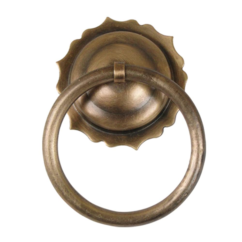 Aldaba para puerta de latón envejecido y 7 cm de diámetro con diseño vintage pesado