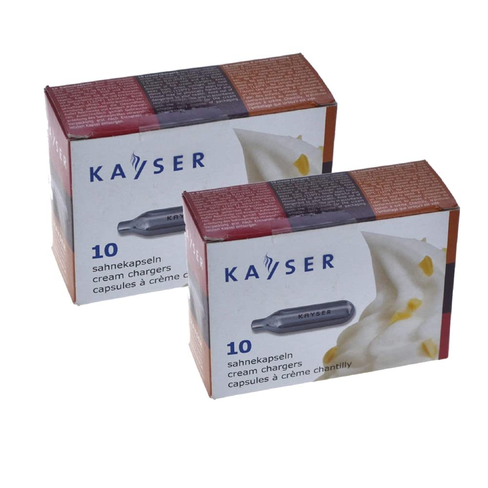 Raw Whipper Kayser N2O Whipped Cream Chargers,Silver,Pack of (20)