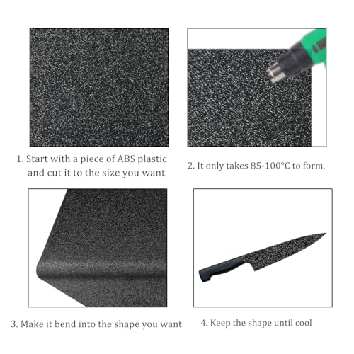 Image of Pack of 2 ABS Plastic Sheet, Black Plastic Sheet 8 inch x 12 inch x 1 /8 inch Thick (3mm) Rigid Moldable Panel with Different Surfaces Moldable Plastic Panel for Handicrafts DIY Projects