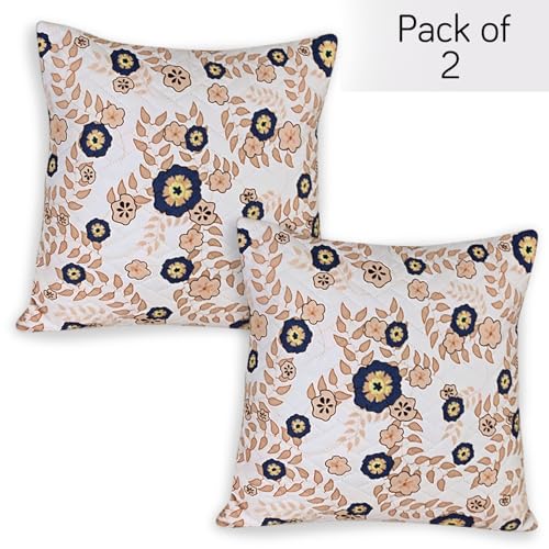 Image of HOKIPO Printed Cushion Cover 16x16 in, Light Peach Candytuft