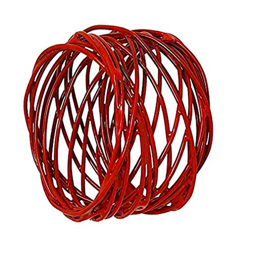 Image of SKAVIJ Handmade Twisted Wire Mesh Napkin Rings Holders Decor Dinner Party Wedding Thanksgiving Christmas Gathering (Red 6pcs)