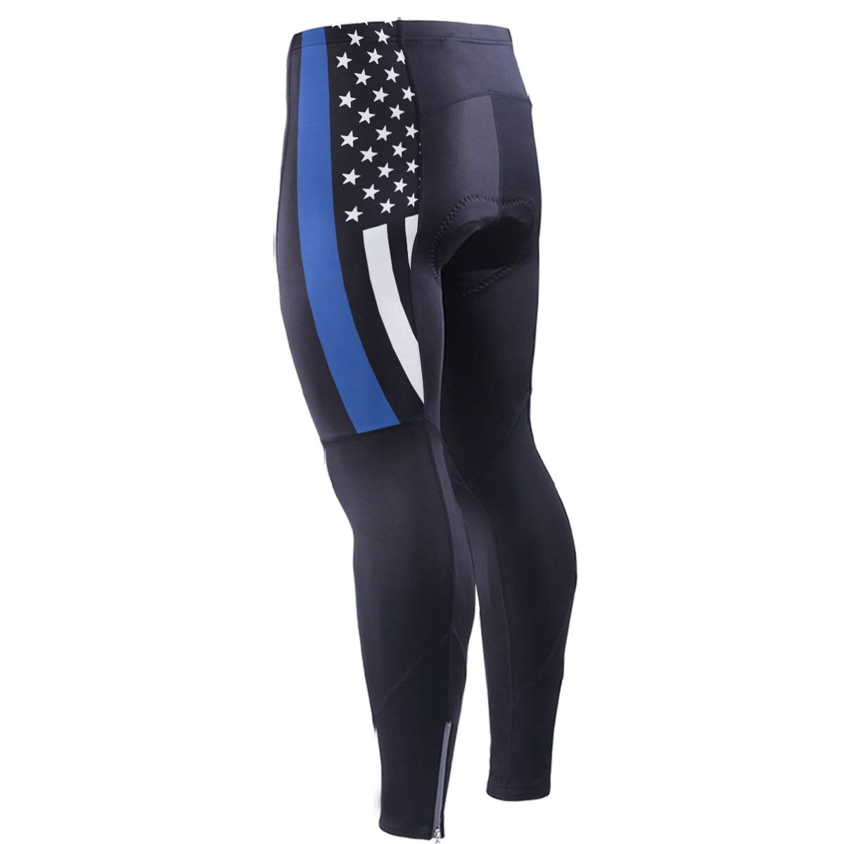 DerlonKaje Men's Bicycle Pants Thin Blue Line American Police Flag Cycling Tights MTB Leggings