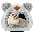 TUAKIMCE Cat Beds for Indoor Cats, Cat Cave Bed Igloo, Cat Bed Tent House with Removable Washable Pillow Cushion, Super Soft Calming Fluffy Kitten Bed Sofa Mats Foldable Portable Pet Bed