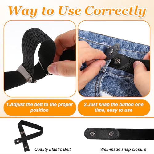 5 Pack No Buckle Invisible Stretch Belt, Comfortable Buckle-Free Elastic Belts for Women Invisible Belt Stretch Belts for Men Jeans Pants4