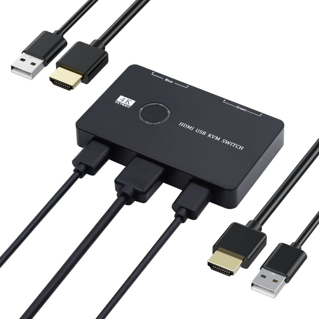 CY HDMI 4K & USB 2.0 Commutateur KVM Sélecteur Double PC Partage Moniteur HDTV Port USB Clavier Souris Scanner Imprimante