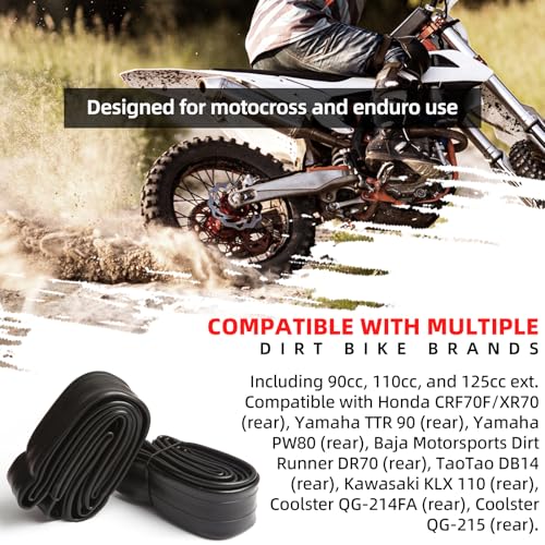 Image of AR-PRO (2-Pack) 80 /100-12 Dirt Bike Inner Tubes with TR4 Straight Valve, Replacement Standard Motorcycle Inner Tube 2.75 /3.00-12 Heavy Duty, Compatible with Honda CRF70F /XR70, Yamaha TTR 90, and More