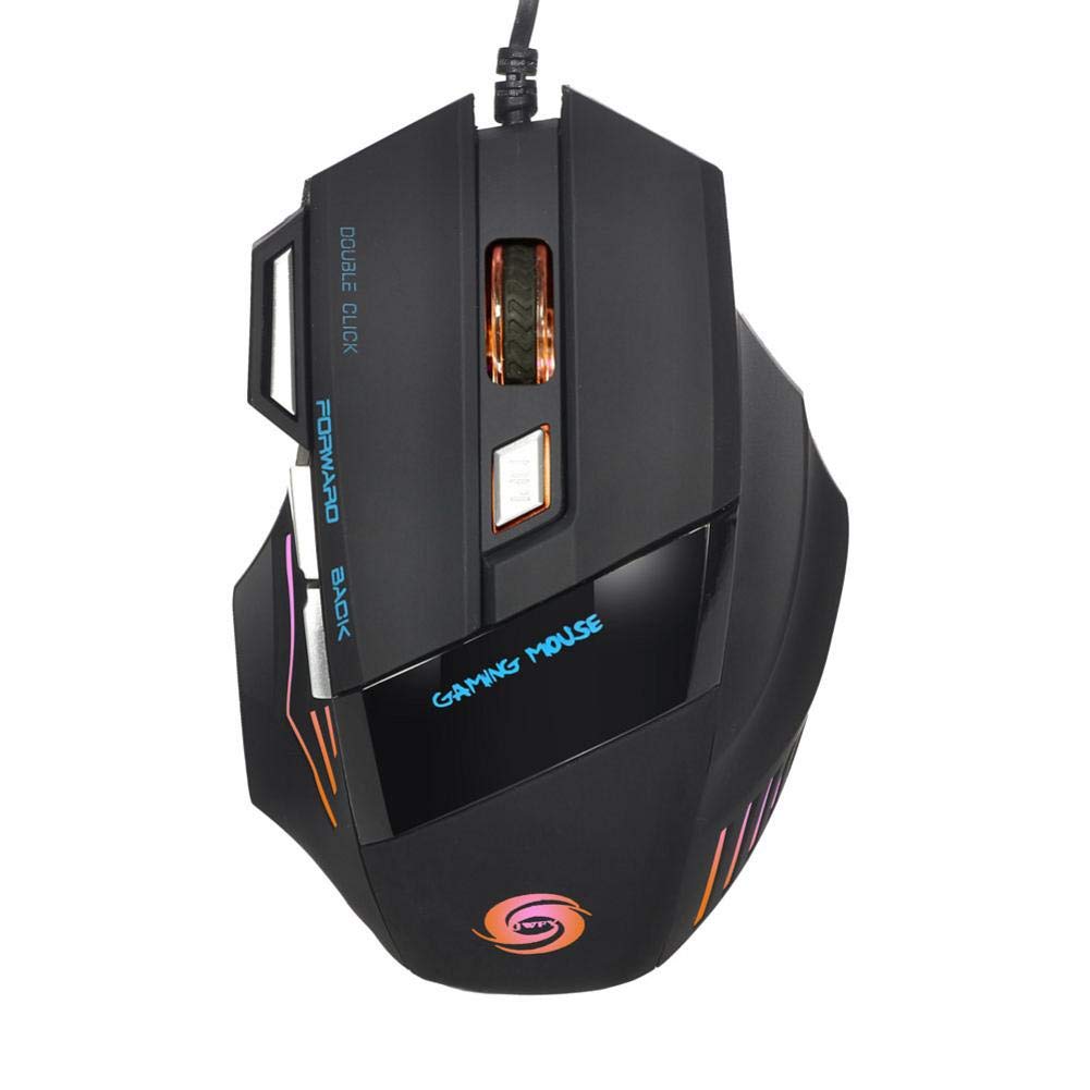 Famtasme USB 2.0 7-Button Wired Gaming Mouse, A868 Fantastic 7 Colors LED Backlight, Black （Ships from US Warehouse）