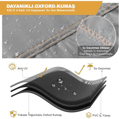 Haegs Bahçe Mobilyası Örtüsü, 250-210-90cm, Ağır Hizmet Oxford Kumaş, Su Geçirmez, Dış Mekan Veranda