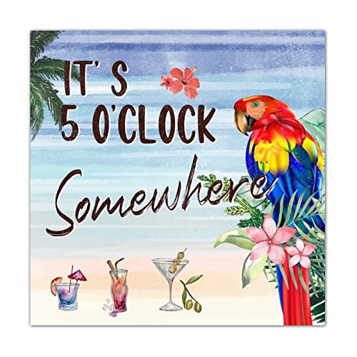 Panneau mural en bois flamant rose | Déco étagère rustique 40x40 cm