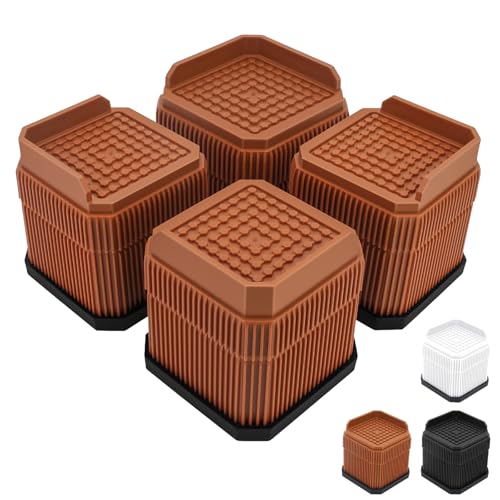 Umelee 洗濯機かさ上げ台 7cm高さ調整 6.4cm足対応 高さ調節器具 家電・家具向け 振動・騒音軽減 滑り止め 耐荷重1000kg 4個セット ブラウン