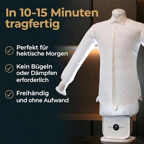 Automatischer Heißluft-Trockner & Bügelautomat – Faltenfrei für Hemden und Hosen – Schonend für alle Stoffe – Knitterfrei in 10–15 Min – Ideal für Wohnung, WG & Studenten