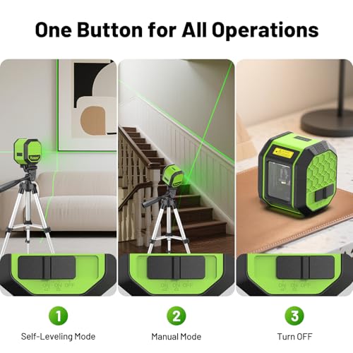 Image of Laser Level with 42 Inch Tripod, Huepar 100Ft Self Leveling Laser Level Rechargeable Green Cross Line Lazer Leveler Tool for Picture Hanging, Tile, Home Renovation, Carrying Bag Included